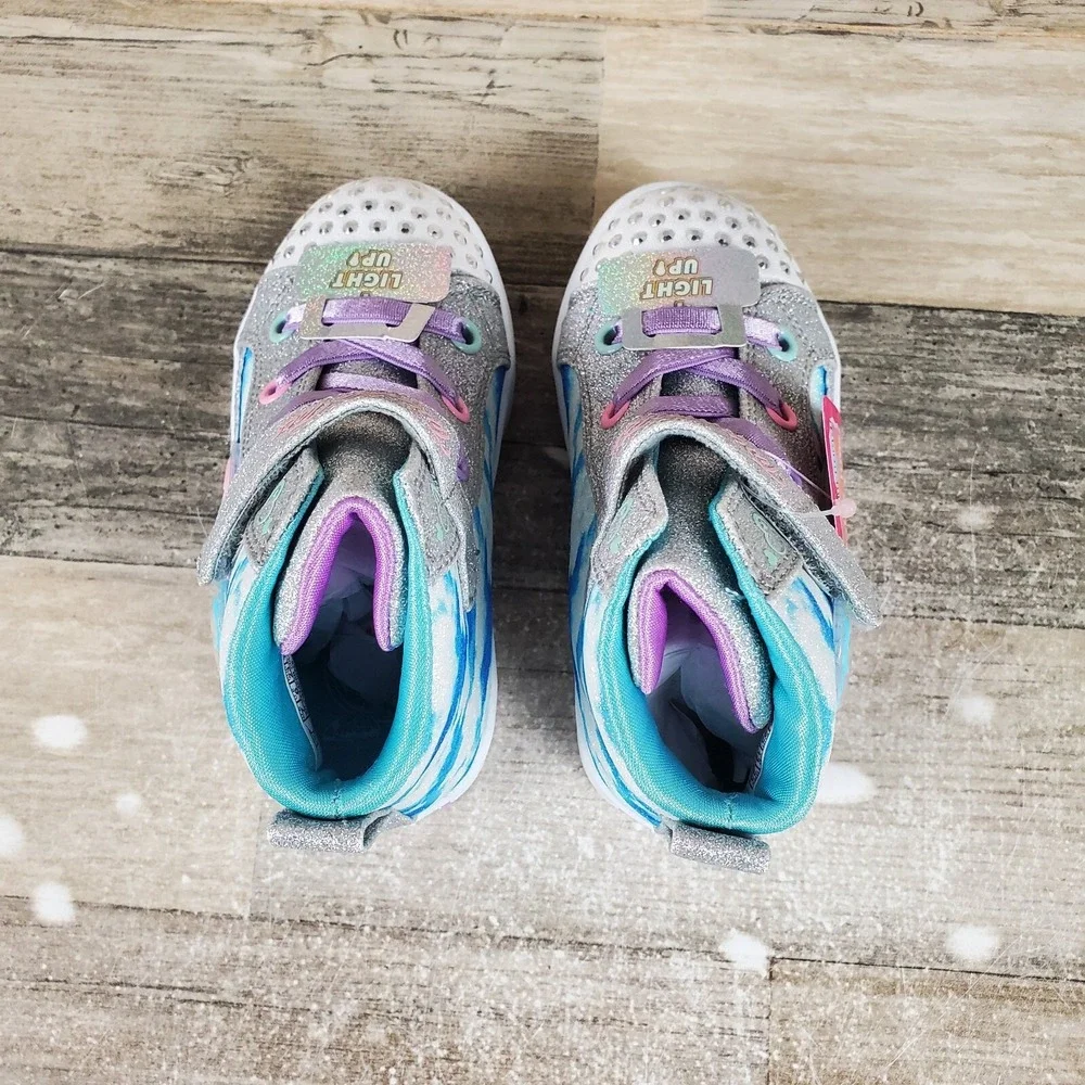 Skechers Twi-Lites 2.0 Girls Shoes Sz 7 Light Blue Magical Spectrum Sneakers